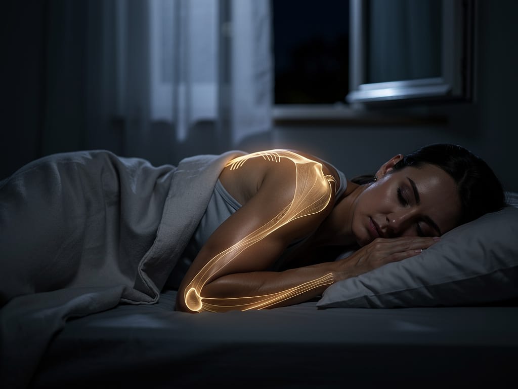 Person sleeping peacefully while their muscles recover