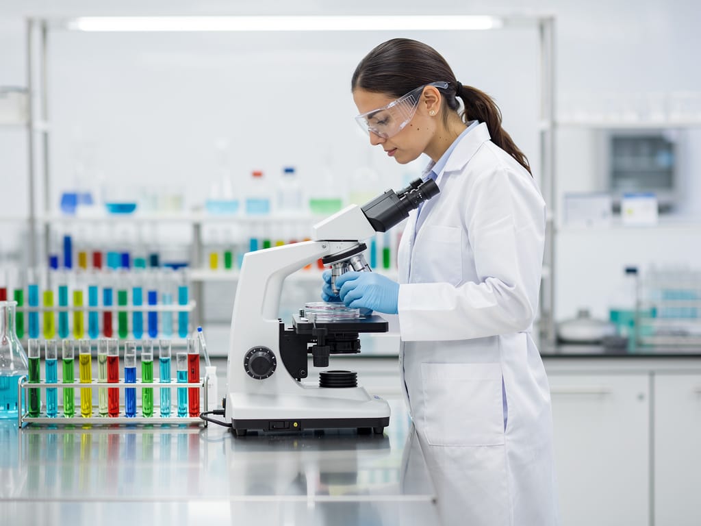 Scientist in a lab conducting research on supplements